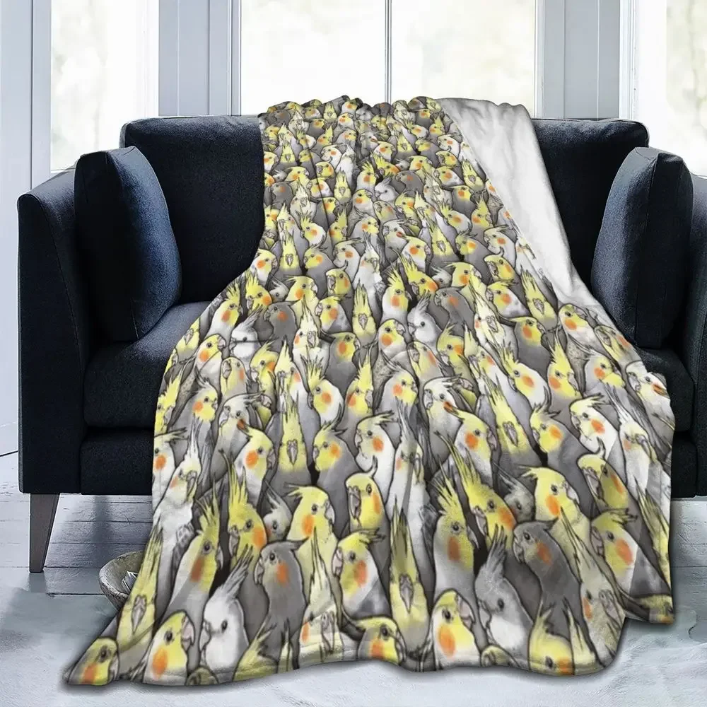 Super Warm Blankets Picnic Cockatiels Galore Throw Blanket Bird Cute Animal Flannel Bedspread Bedroom Aesthetic Sofa Bed Cover