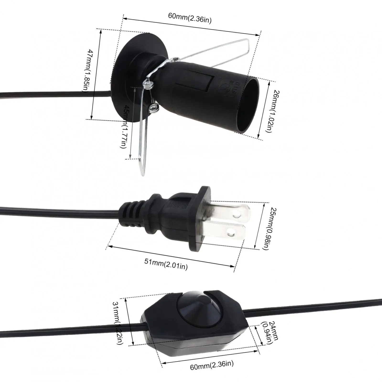 Sal Lamp substituição Cord com controle Dimmer, Himalaia Rock Crystal, E12, 110V