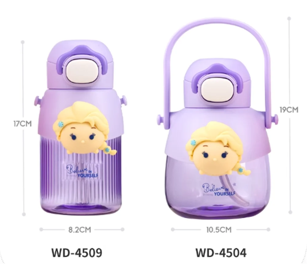 Disney morango urso elsa mickey mouse bibi som mochila dupla-bebida copo de água para crianças portátil garrafa de água fria