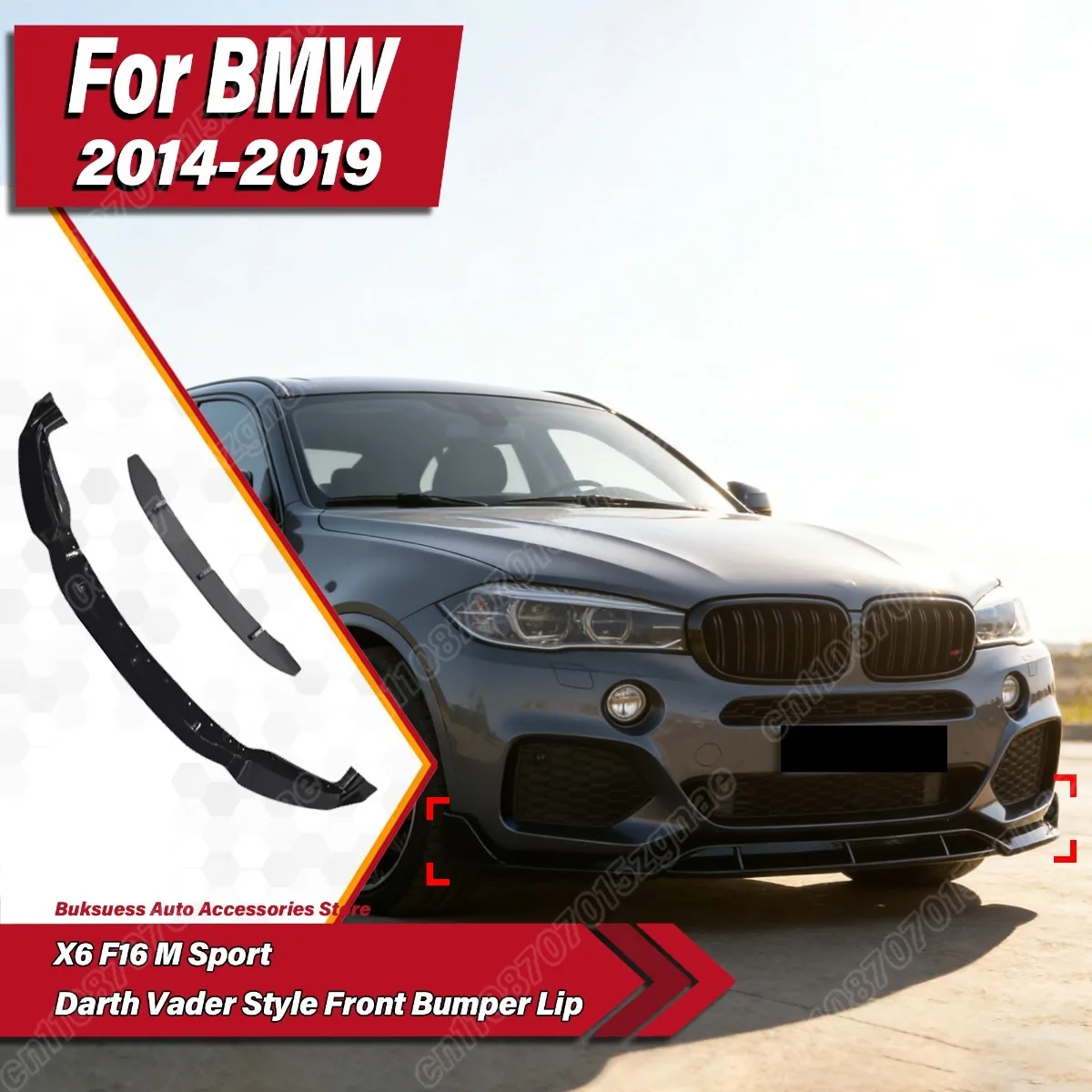 

Для BMW X6 F16 M Sport 2014-2019: Комплект для модификации кузова — передний бампер в стиле Дарта Вейдера, спойлер из АБС-пластика