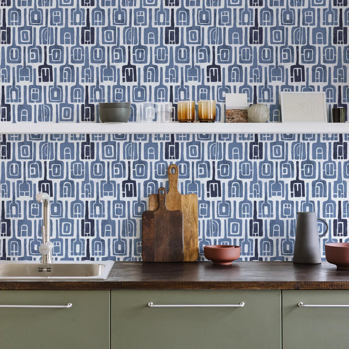 ورق جدران من الفينيل ذو ملمس مربع باللون الأزرق والأخضر، ملصق كلاسيكي قابل للتقشير واللصق المقاوم للماء، ديكور للأثاث، ديكور شبكي أنيق #3