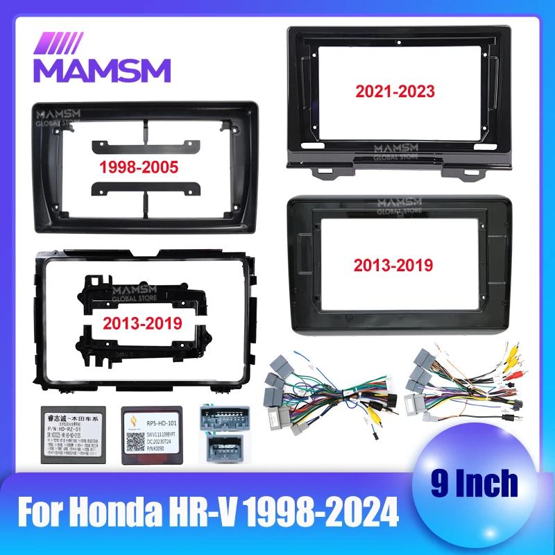 For Honda HRV 1998 - 2024 2Din Car Radio Plastic Fascias Panel Dashboard Frame Installation GPS Android Multimedia Player Audio