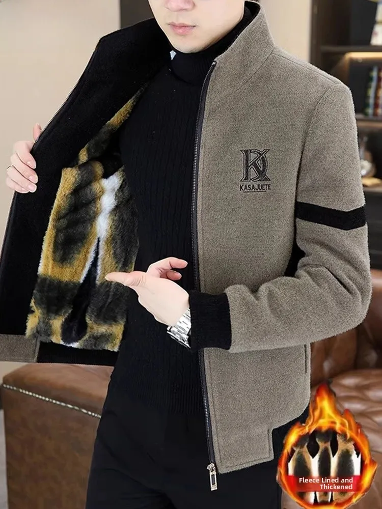

TUCANO 2026 Men's Thiened Gold Mink Lined Woolen Jaet Stand Collar Warm Coat Outerwear Youth Faion Winter Long Sve