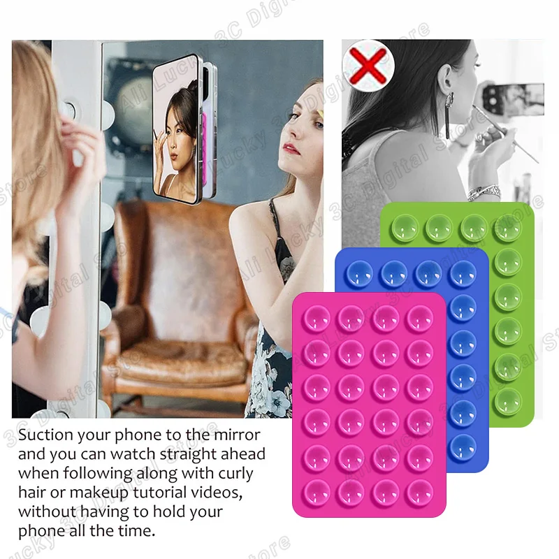 سيليكون شفط لزجة قبضة الهاتف Octobuddy شفط كأس حامل هاتف جدار حامل مربع المضادة للانزلاق من جانب واحد ملصق الظهر