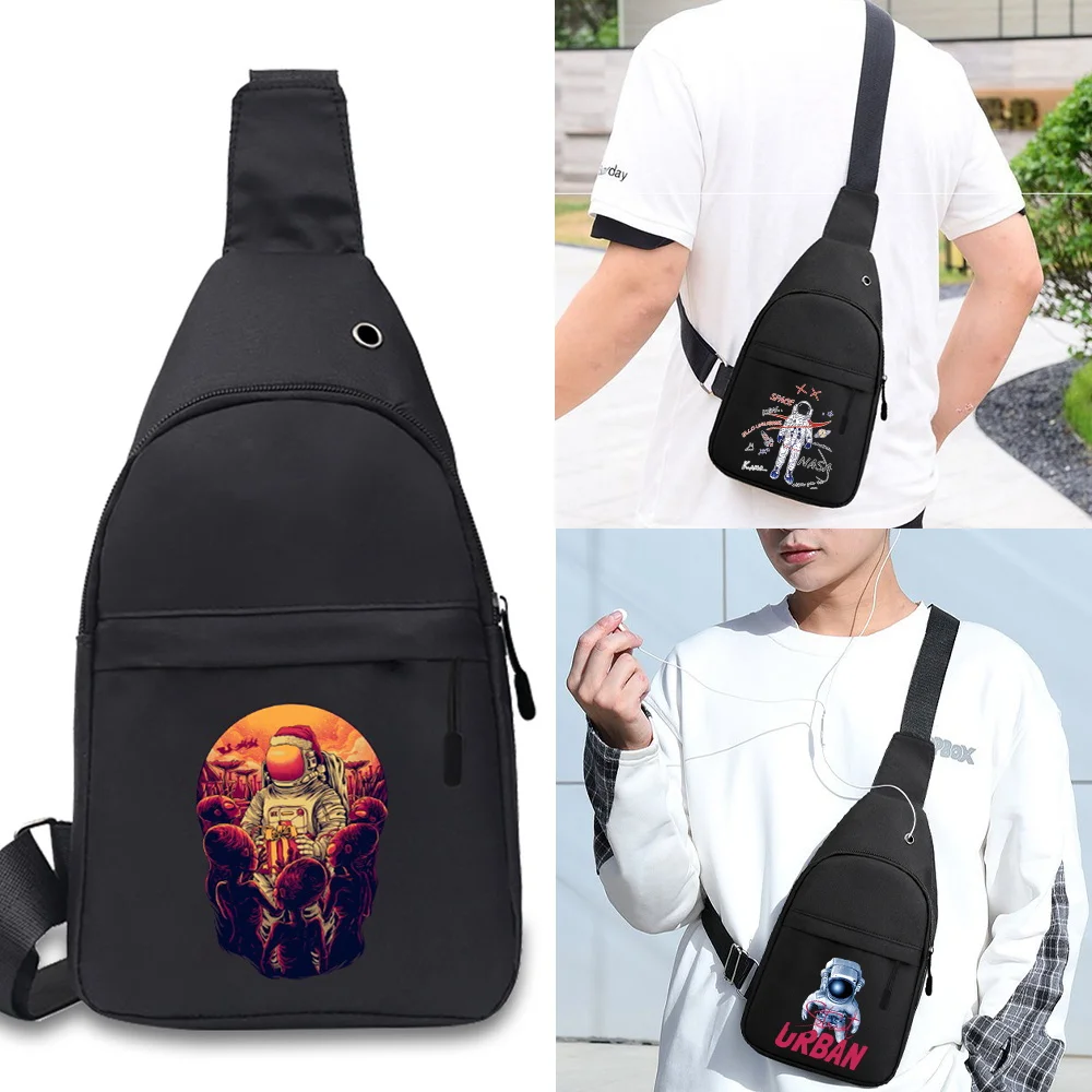 Shoulder Chest Bag Crossbody Waist Pack Messenger Pack for Male Print Astronaut Pattern Multifunction Shoulder Travel Sling Bag