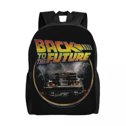 Customized Retro Grunge Back To The Future Laptop Backpack Bookbag for College School Students 80s Sci-fi Adventure Film Bags