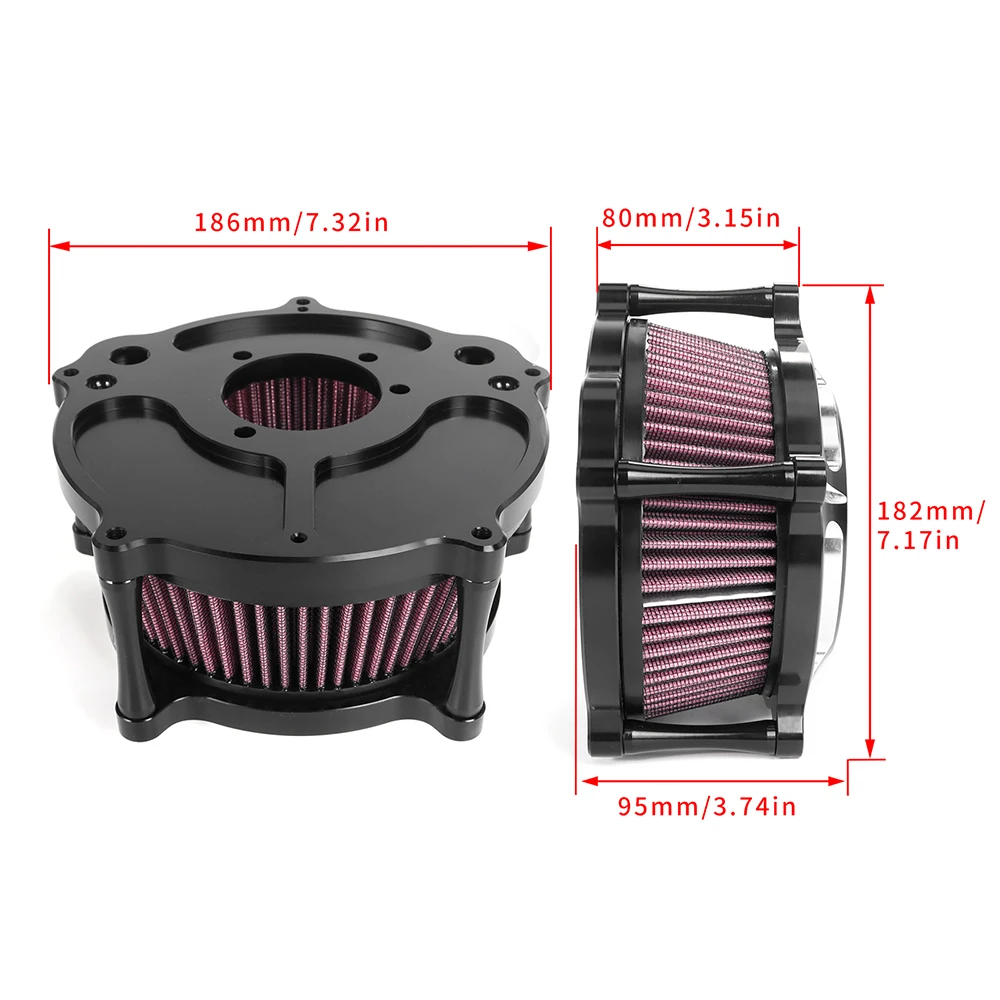 Motorcycle Air Cleaner Intake Filter System Turbine Element Filter Aluminum For Harley Sportster 883 1200 XL Iron 2004-Up