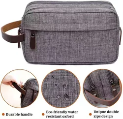 Borsa da viaggio pieghevole per articoli da toeletta promozionali di grande capacità da viaggio da uomo in tessuto Oxford borsa per il trucco impermeabile a doppio strato
