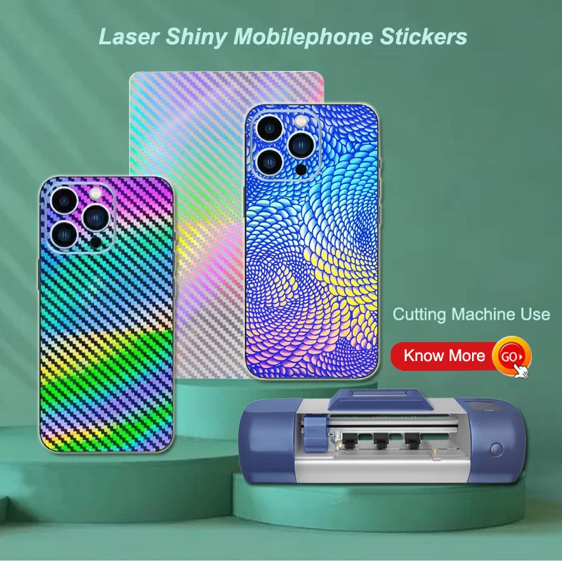 50pcs Laser Back Stickers for Mobile Phone Skins Colorful Back Glass Cover Protective Film Cutting Machine Plotter Devia