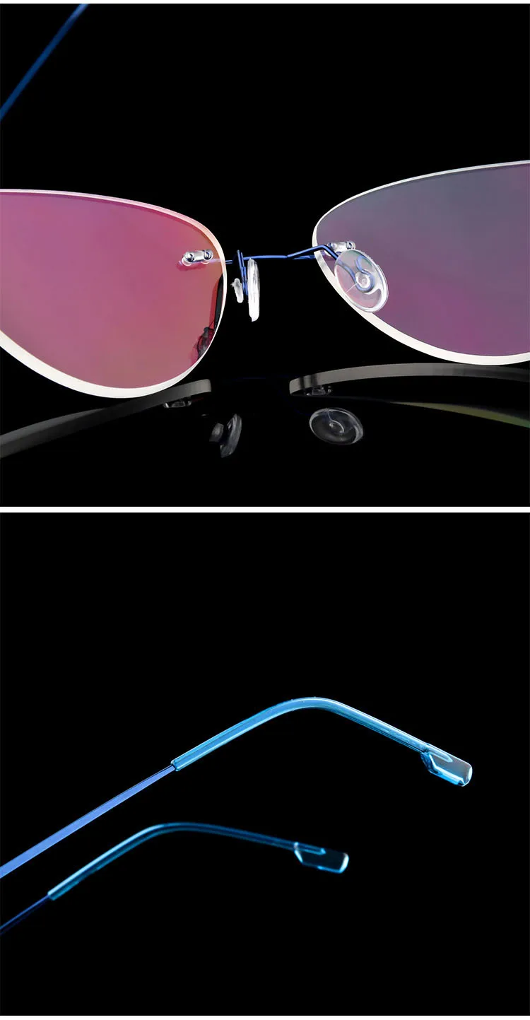 Randlose Memory Titan Legierung Photochrome Lesebrille Frauen Cat Eye Rezept Presbyopie Brillen Klare Verfärben Gläser – Detail 15
