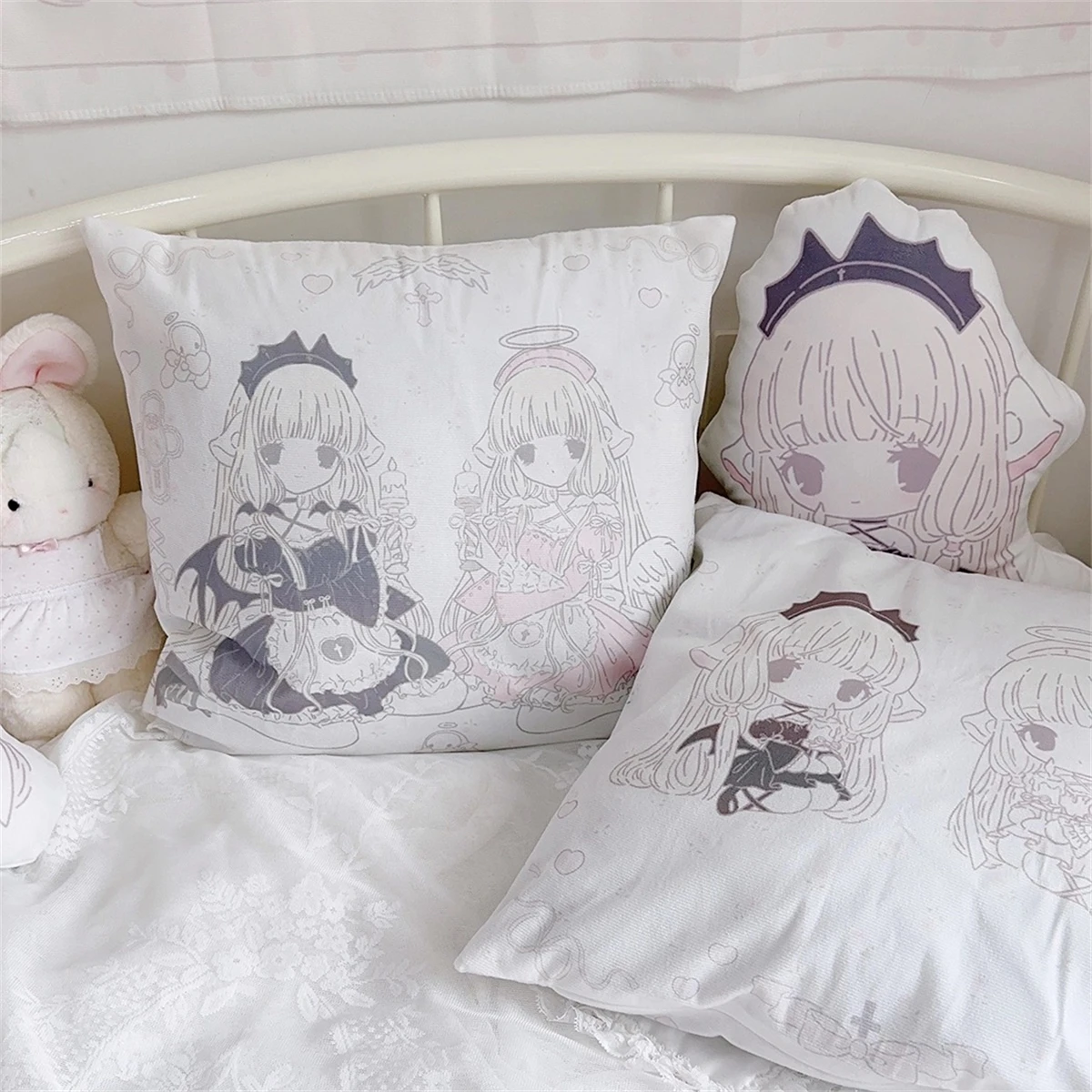 الكرتون فتاة الطباعة الرقمية غطاء الوسادة الخوخ الجلد المخملية غرفة المنزل أريكة المعيشة مكتب سيارة البساطة وسادة غطاء 45x45 سنتيمتر
