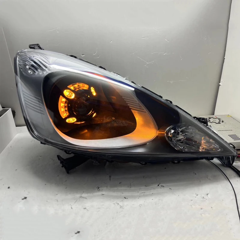 For HONDA Fit Jazz LED Angel Eyes Headlight Front Lamp 2009 To 2010 Year JY