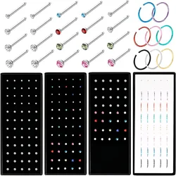 Piercing de acero inoxidable con forma de C para mujer, juego de 40 o 60 unidades, con cristales, Multicolor, para la Nariz