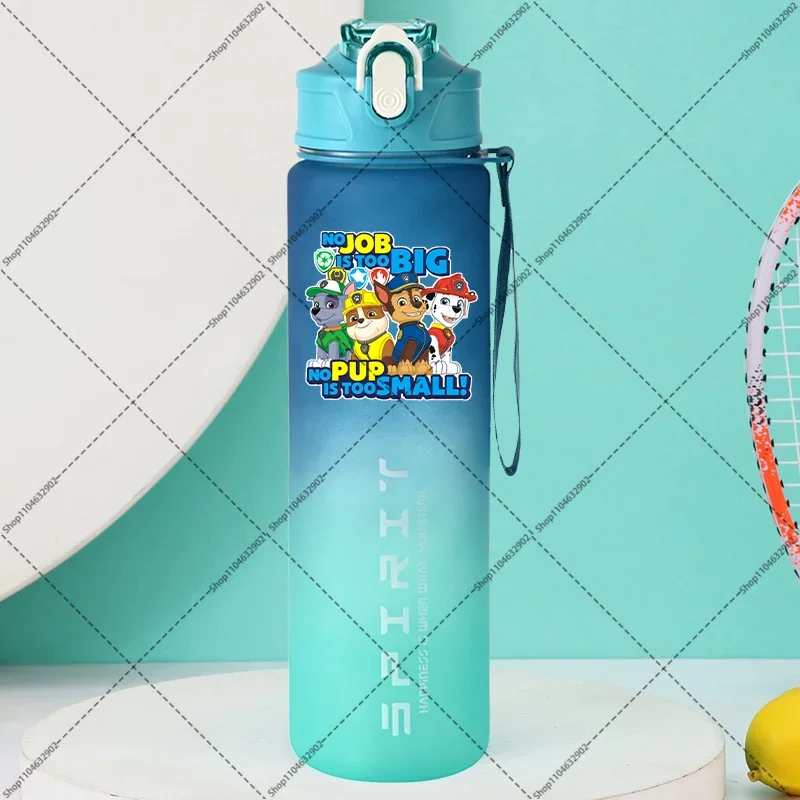 800ML Paw Patrol Cute Water Bottles with Straw Cartoon Anime Pattern Printed Sport Bottle Women Men Fashion Birthday Party Gift