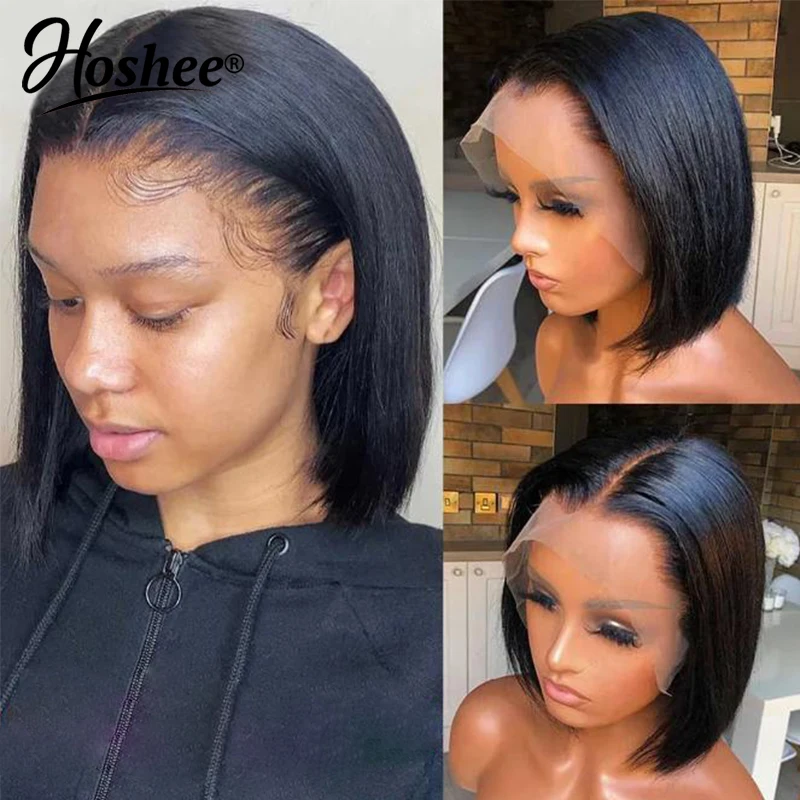 

Straight Natural Black Colored Brazilian Remy Short Bob Pixie Cut Frontal Wigs 13x4 Lace Front Human Hair Wig For Woman On Sale