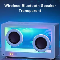 Acrylic Sound Box Transparent Wireless Bluetooth Speaker Bedroom Deco with Atmosphere Light Portable Music Player TF Card Player