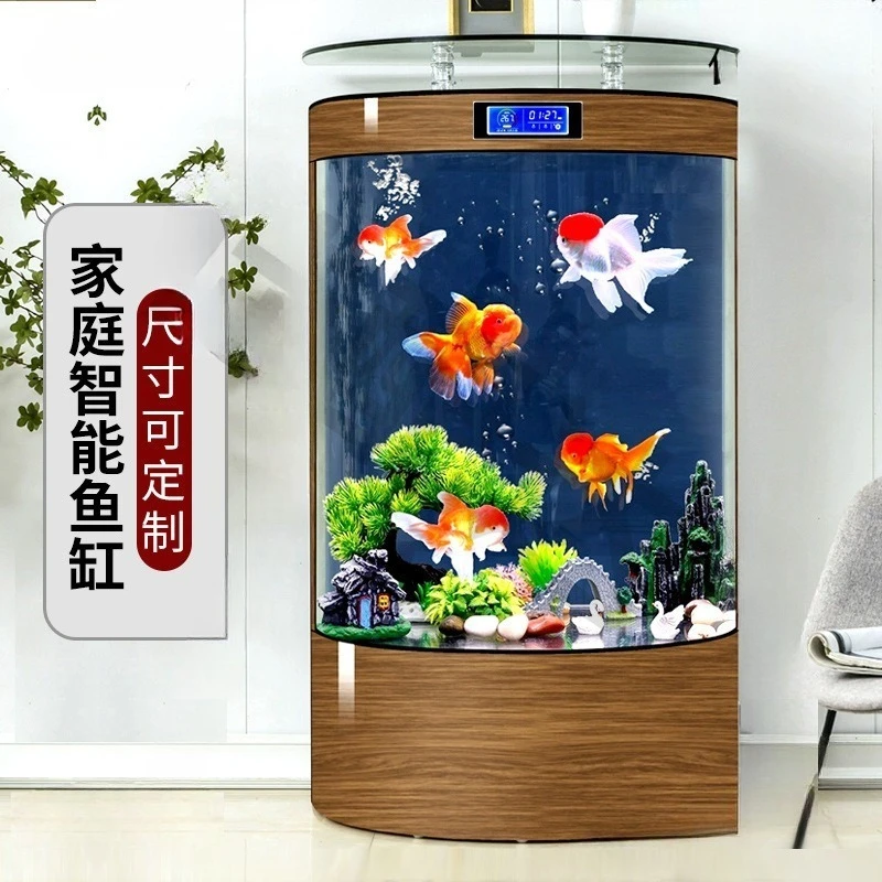 

Аквариум, гостиная, от пола до потолка, бытовой со встроенной перегородкой шкафа, стеклянная перегородка, аквариум без