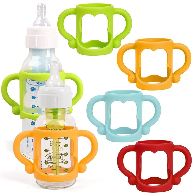 Baby Bottle Handles Safety Silicone Baby Nursing Bottles Handles for Hegen Bottle and Other Dia 6-7cm Wide-Neck Bottle