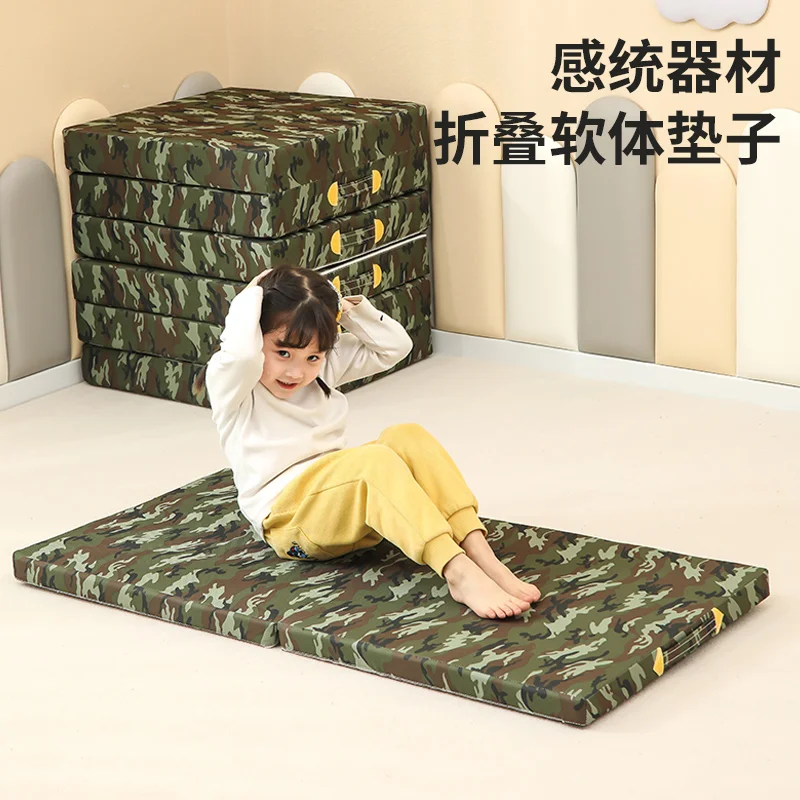 

Early education parent-child kindergarten camouflage gymnastics mat children's fitness protective sponge folding dance mat sit