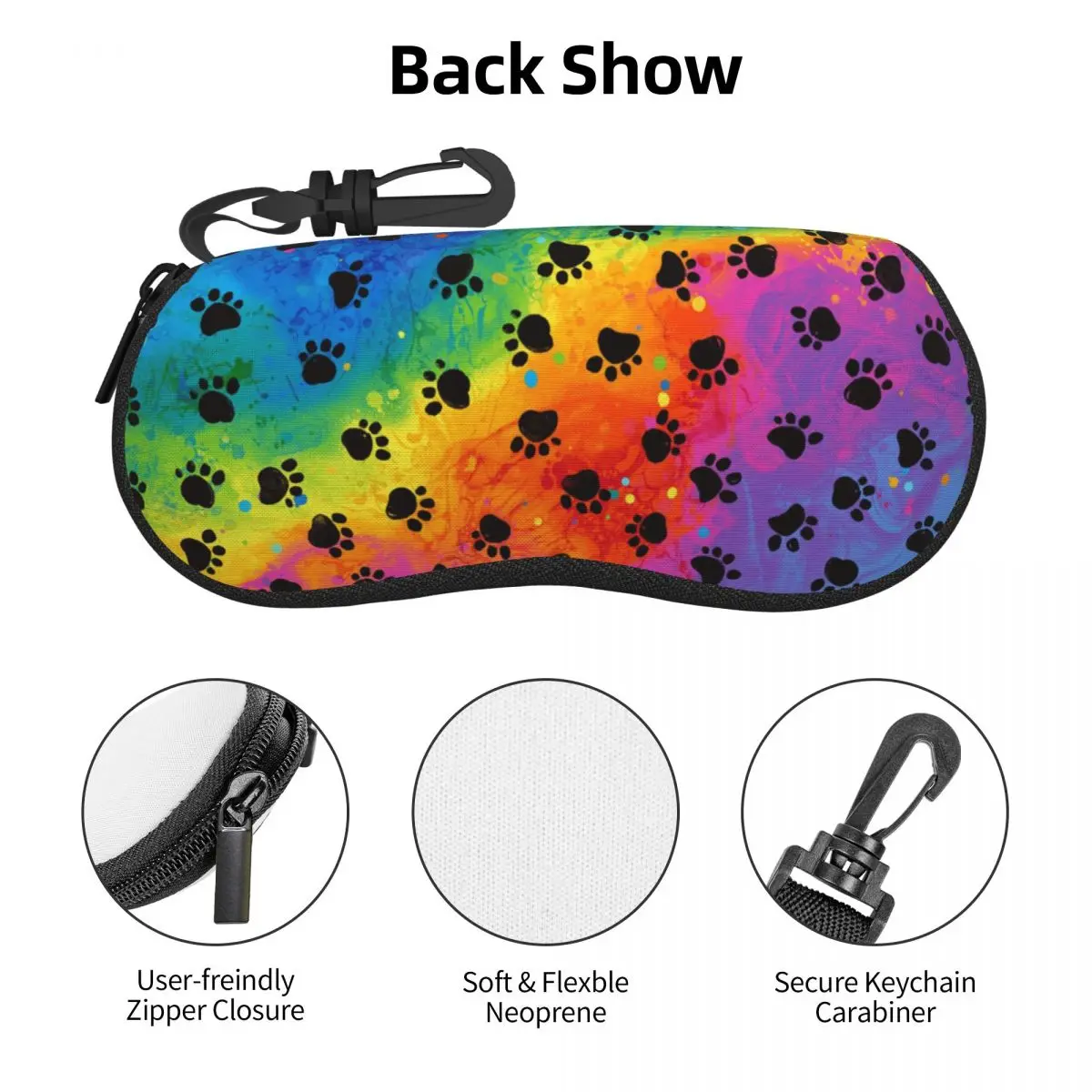 Custom Colorful Animal Footprint Dog Paw Prints Eyeglass Glasses Case Men Women Soft Sunglasses Protective Box