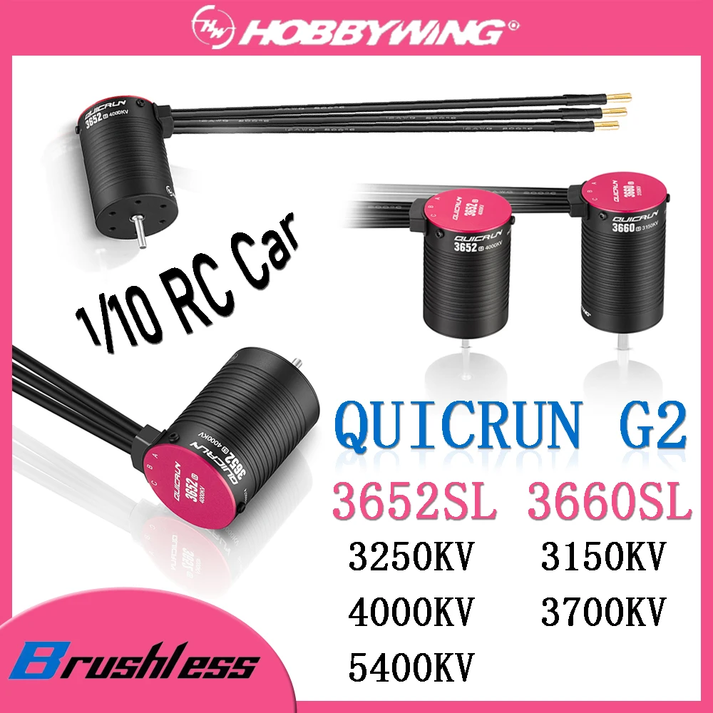 HobbyWing QuicRun 3652 3660 SL G2 Brushless Motor Waterproof 2-3S 3.175/5.0mm Shaft for 1/10 RC On-road Buggy Monster Truck Cars
