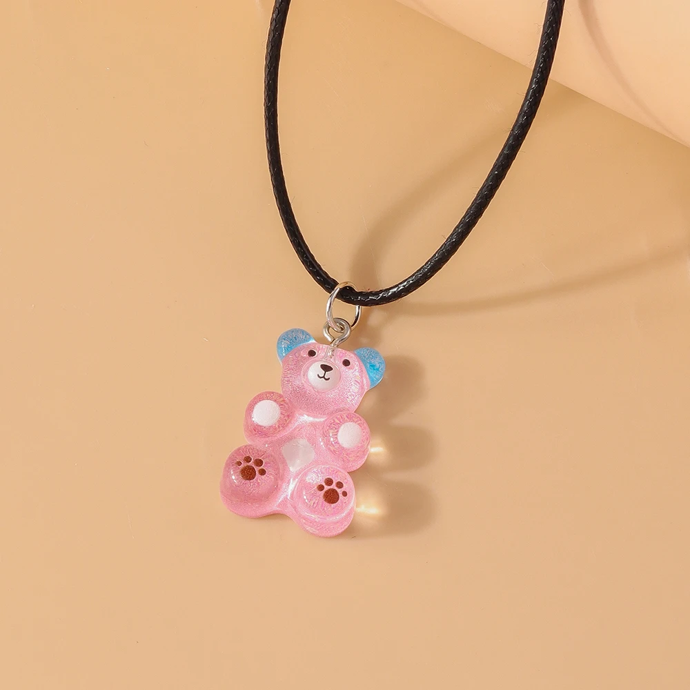 Aihua neue große Süßigkeiten Farbe Gummibärchen Halskette für Frauen Kinder kreative Harz Bär Anhänger Halskette Ohrring Geburtstag Schmuck Geschenke – Detail 12