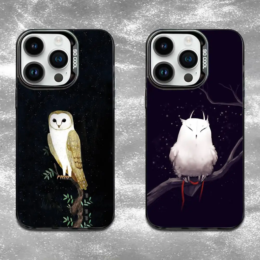 

Cartoon Art Owl New High-End Phone Case For iPhone 16,15,14,13,12,11,Mini,Pro,E,MAX Black Candy Matte Shockproof Cover
