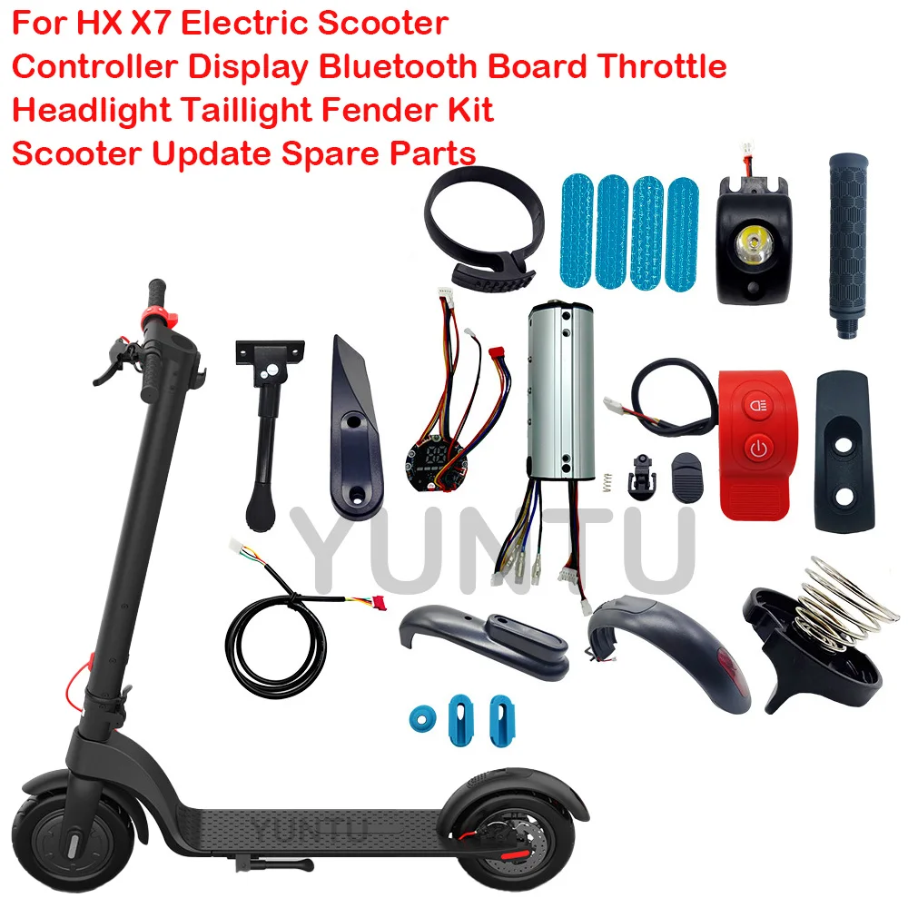 For HX X7 Electric Scooter Controller Display Bluetooth Board Throttle Headlight Taillight Fender Kit Scooter Update Spare Parts