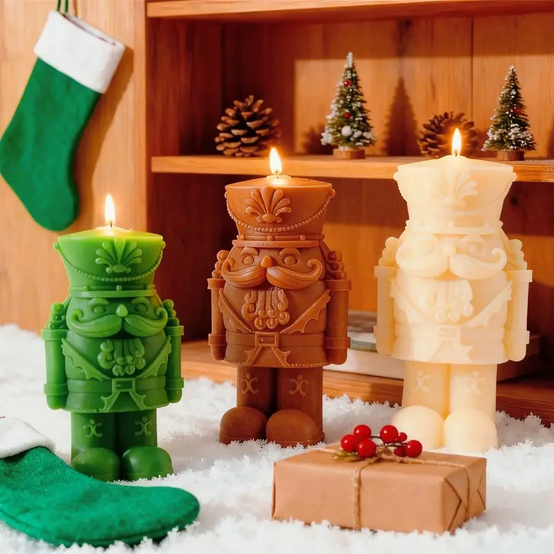 3D Nussknacker Silikonform Soldat Kerze & Zementform für DIY Weihnachtsdekoration, Harzguss, Seifenherstellung, Urlaubsbasteln
