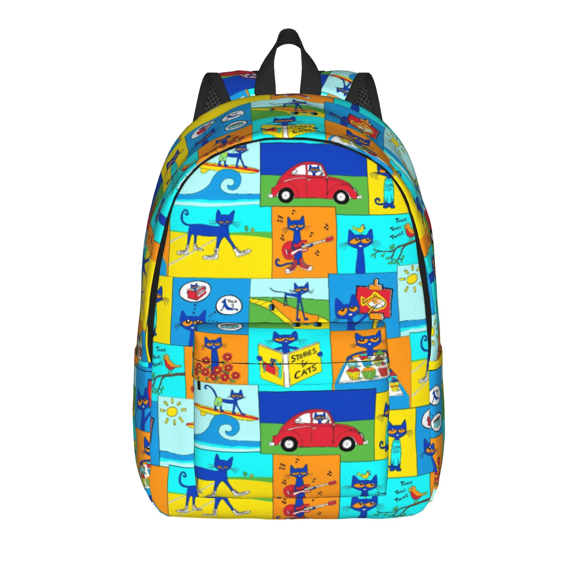 Pete the Cat  Casual Backpack with Pocket High School Hiking Travel Groovy Kitten Daypack for Men Women Laptop Canvas Bags