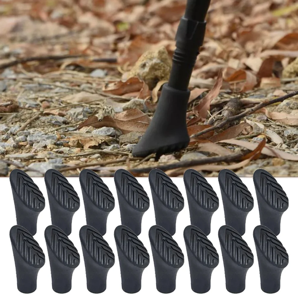 16pcs Trekking Pole Tips Anti-Slip Rubber Trekking Poles Tip Protector For Hiking Mountaineering Alpenstocks Head Protection