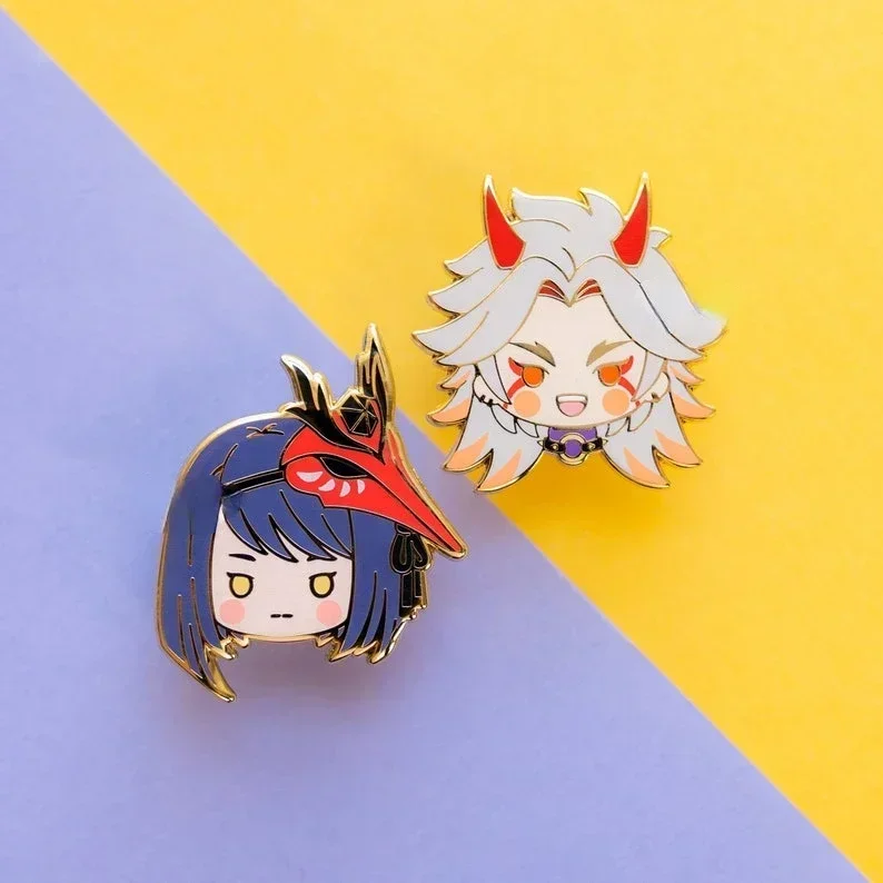 Alfinete esmaltado Genshin Impact Arataki Itto e Kujoh Sara