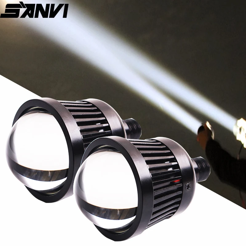 SANVI 2Pcs LED Spotlight Work Light for Car Motorcycle Auxiliary Lamp 25W 4300K 40300Lux H1 H7 9005 9006 Projector Lens