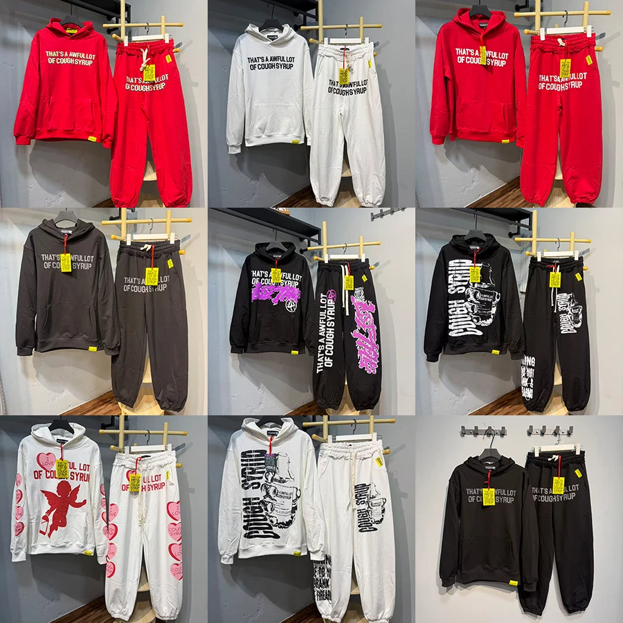 

THAT'S A AWFUL LOT OF COUGH SYRUP American High-Street Trend Casual Versatile Letter Print Male and Female Hoodie Set