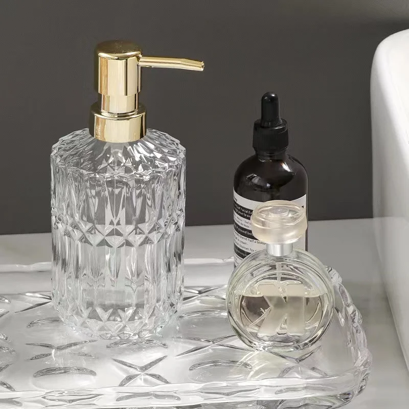 Bathroom Hand Sanitizer Container Portable Glass Travel Liquid Soap Dispenser 450ml Shampoo Body Wash Dispenser Accessories