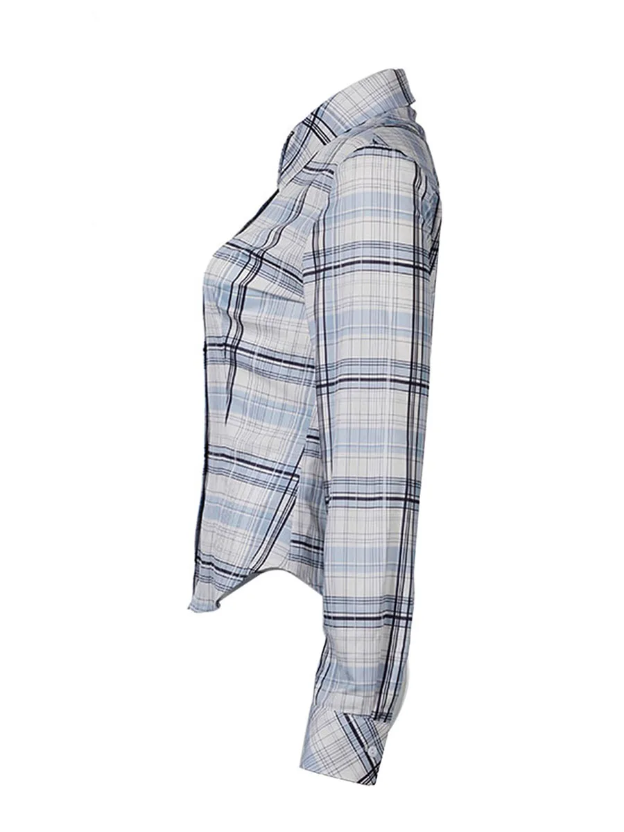 

Женские блузки в клетку с рисунком. Стильная рубашка с длинным рукавом, застежкой на пуговицы и подходящим дизайном для повседневной одежды.