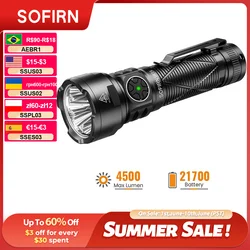 SOFIRN SR15 Rechargeable Flashlight 4500lm Super Bright Long Beam Distance EDC Torch for Camping Fishing
