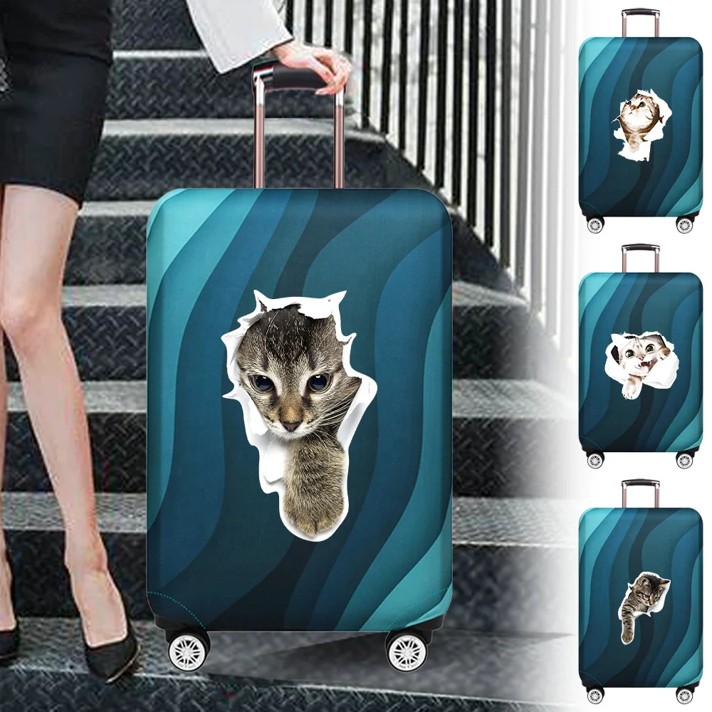 Luggage Cover Stretch Fabric Suitcase Protector Print Cute Cat Series Baggage Dust Case Covers for18-32 Inch Suitcase Case