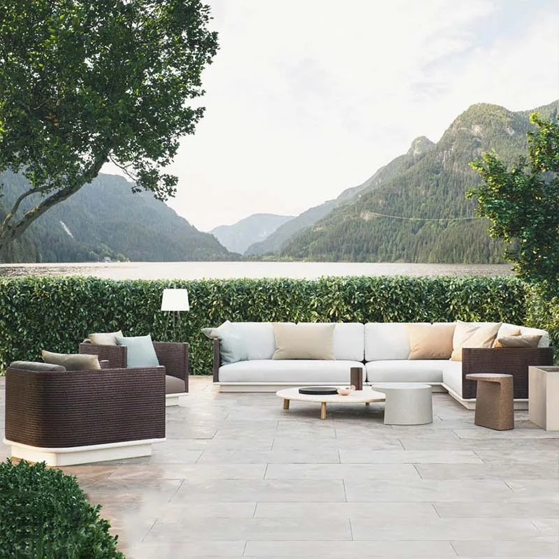 Outdoor sofa, courtyard villa designer rope woven garden high-end furniture