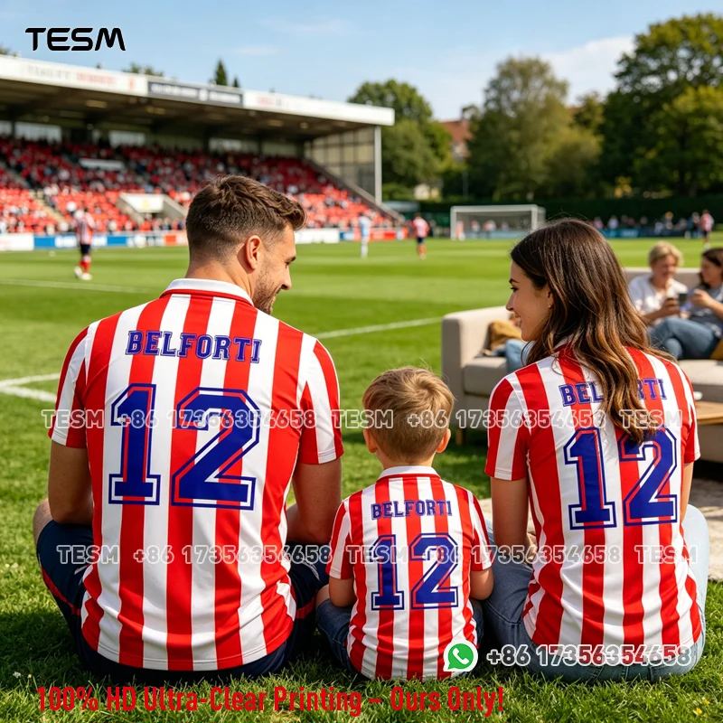 Camiseta Polo a Rayas Rojas y Blancas para Hombre TESM, Camiseta Retro de Fútbol, Camiseta para Fanáticos, Camiseta de Manga Corta para Entrenamiento