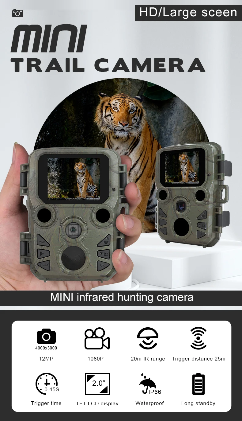 

Mini 300 Wildlife Track Camera Invisible Infrared Night Vision Motion Pet Activated Trail Cam 20MP 1080P Animal Observation DV