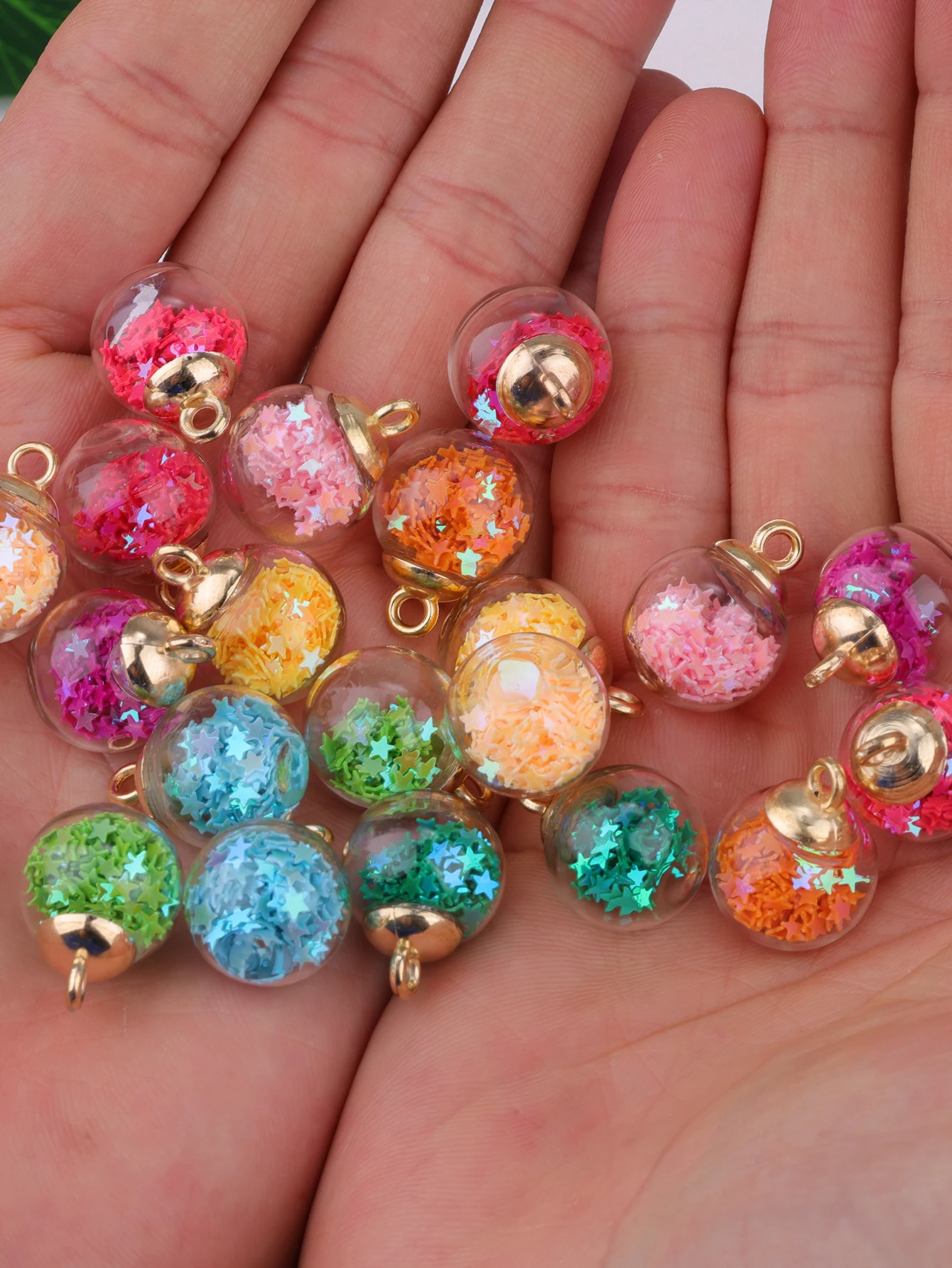 20pcs 22*16 color transparent star glitter crystal glass ball diy handmade studs, earrings and accessories material kit