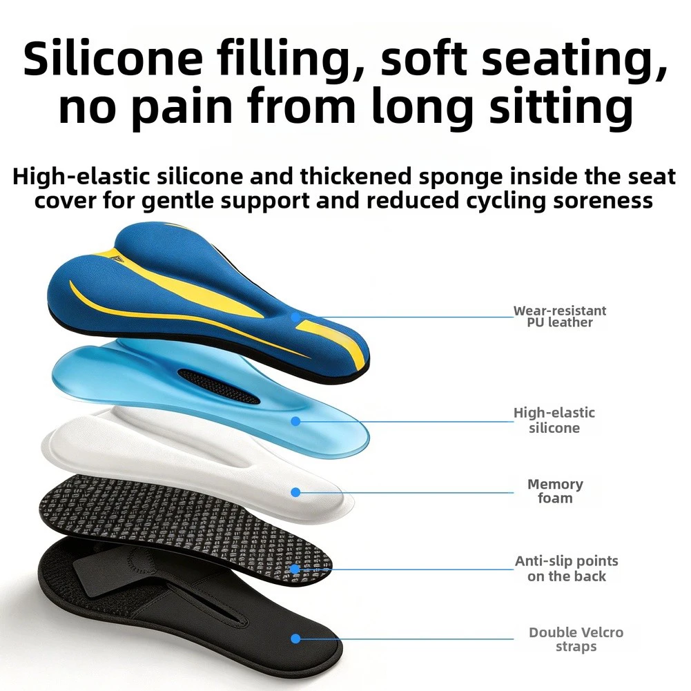 Silicone Bicycle Seat Cover Thickened Sponge Anti Slip Ventilation Hollow Groove For Mountain Road Bike Cycling Accessories view 5