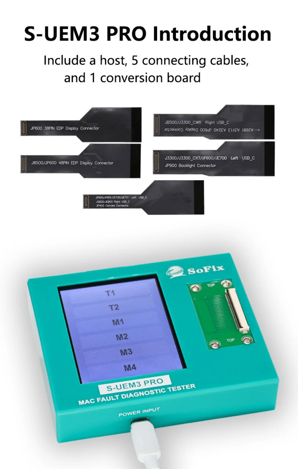 Sofix S-UEM3 PRO Mac Fault Diagnostic Tester For MacBook 2016-2025 EDP Connector Detector Logic Board Motherboard Repair Tool