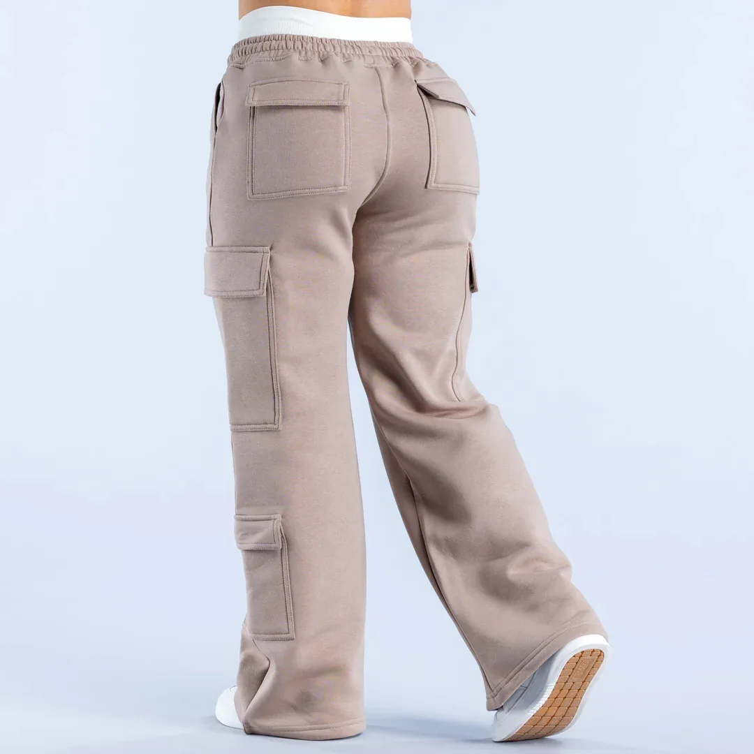 2026 Cargobroek met wijde pijpen voor dames, elastische tailleband met grote zakken, casual fitness sportkleding Y2k lange broek