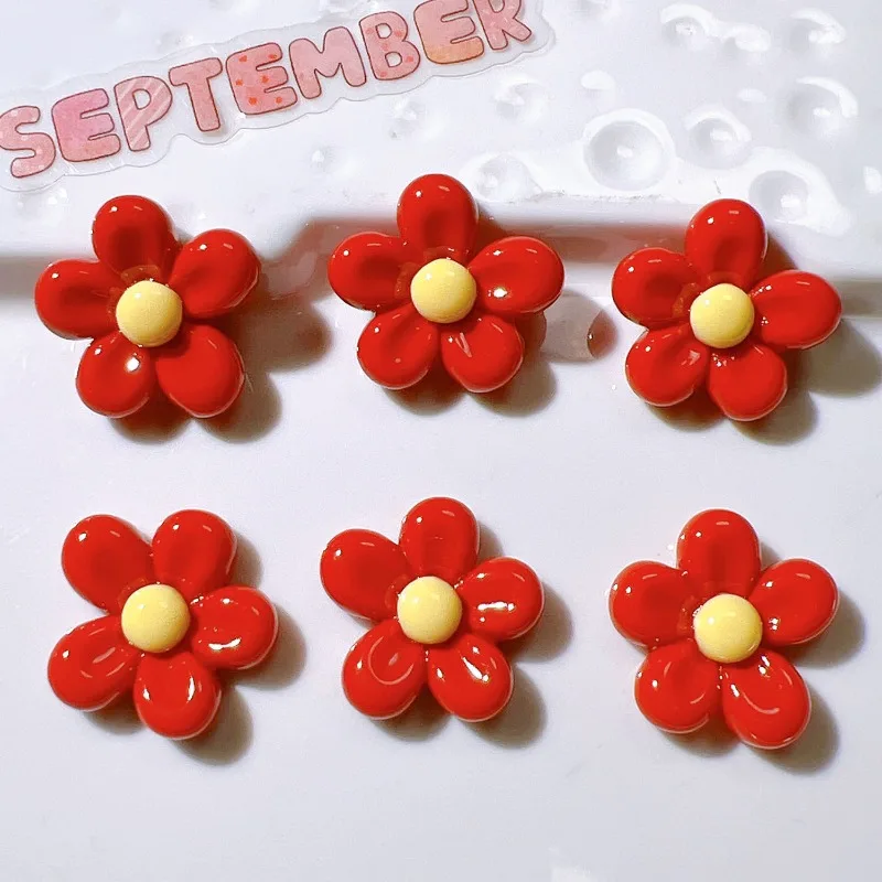 10Pcs Cute Cartoon Bow Heart Flower Shaped Resin Accessories for DIY Cream Gel Phone Case Hairpins Crafts Flatback Decoration