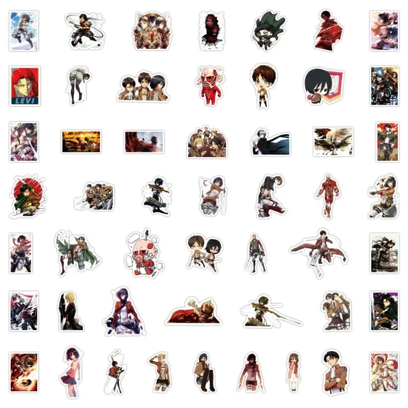 50pcs Attack on Titan Cartoon Cute Creative Decorative Stickers