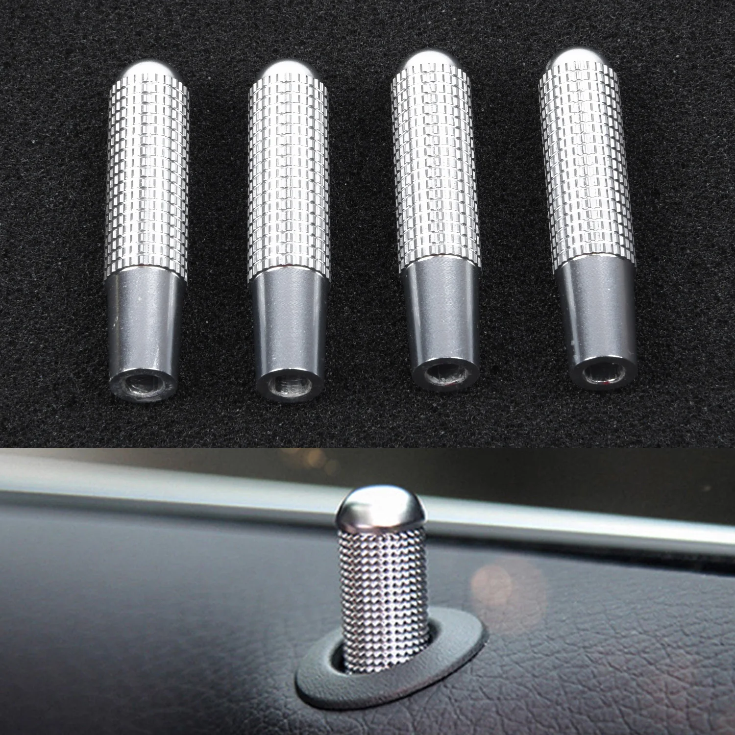 4pcs Car Door Lock Pin Knob Trim Ring For Mercedes Benz C Class W205 2015 2016 / GLC Class X253 2015 2016 / E Class W213 2016