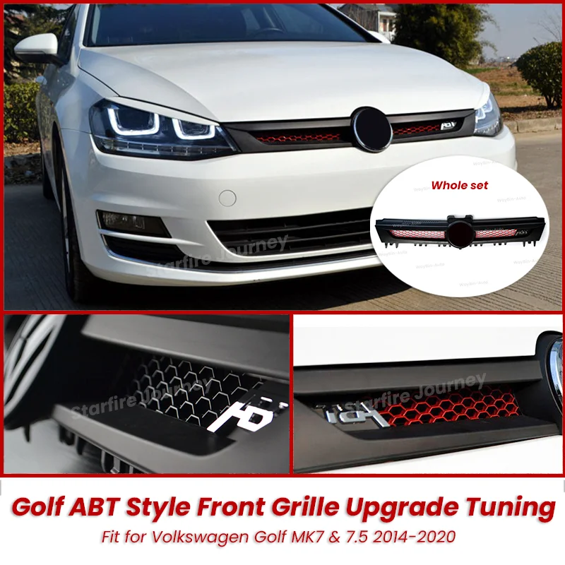 

Car Front Grille Upgrade For VW Golf 7 Rline GTI R 2013-2016 MK7 MK7.5 Body kit Airntake Grille Carbon Fiber With Logo ABT