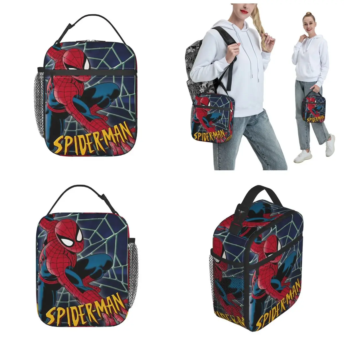 Spider-Man Comics Insulated Lunch Bag Food Container Bags Portable Thermal Cooler Lunch Boxes For Travel